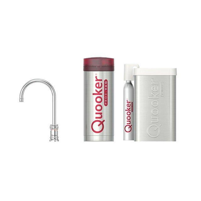 Quooker Classic Nordic Round kokendwaterkraan - draaibare uitloop - PRO3 incl. Cube reservoir - Warm / kokend / bruisend / gefilterd water - Chroom