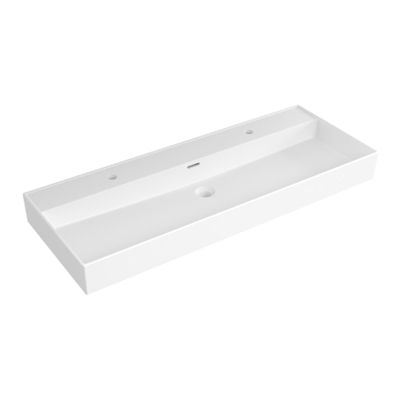 Saniclass Legend Meubelwastafel - 121x47x13cm - met overloop - 1 wasbak - 2 kraangaten - keramiek - mat wit