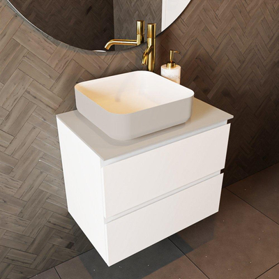 Mondiaz TOP 23 Topblad - 50x23.5x0.9cm - geschikt voor afdekplaat - Solid surface - Linen
