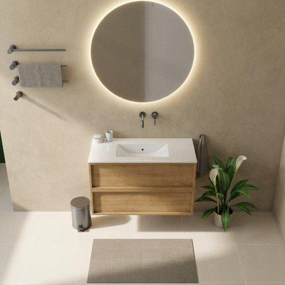 Saniclass Holz Frame Meuble bas de salle de bains - 100x45x60cm - 2 tiroirs - chêne naturel