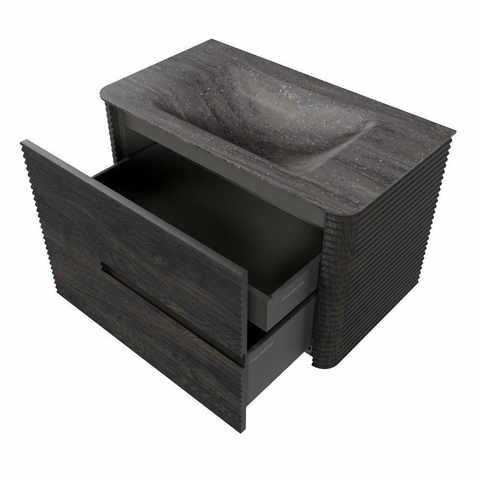Mondiaz CIRO-DLUX Badkamermeubelset - 80x45x50cm - Solid surface wastafel Oza - 1 wasbak Midden - zonder kraangaten - 2 lades - Shadow SW1532615