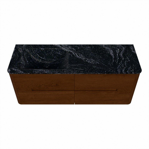 Mondiaz CIRO-DLUX Ensemble de meubles de salle de bains - 130x45x50cm - Vasque solid surface Lava - 1 lavabo à gauche - 1 trou de robinet - 4 tiroirs - Ruby SW1531596