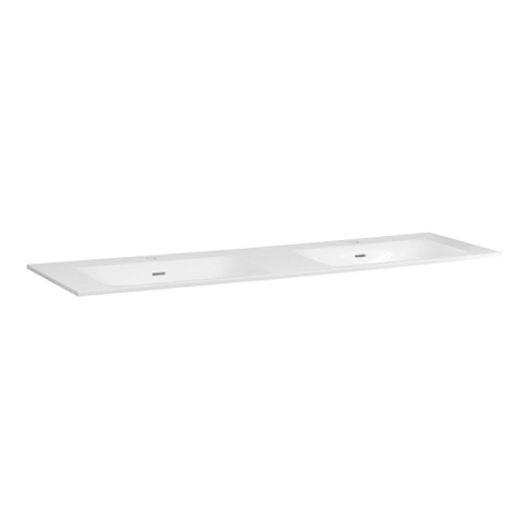 Brauer Glacier lavabo - 160x46x2cm - double vasque - 2 trous de robinet - blanc brillant SW208946