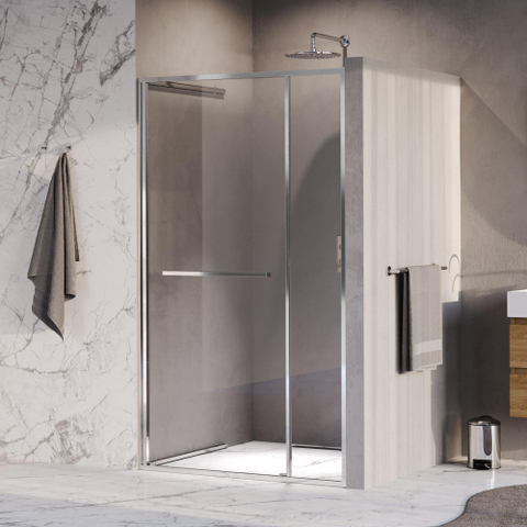 BRAUER Luminis Nisdeur - 120x200 - 2-delig naar binnen draaiend - helder glas - omkeerbaar - incl. glascoating - chroom SW1580838