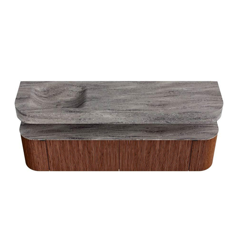 MONDIAZ THOR-DLUX 180cm meuble de salle de bains arrondi gauche + droite couleur Ruby avec 2 tiroirs et 2 portes. Vasque suspendue CLOUD Gauche sans trou de robinet couleur Oza. SW1466321