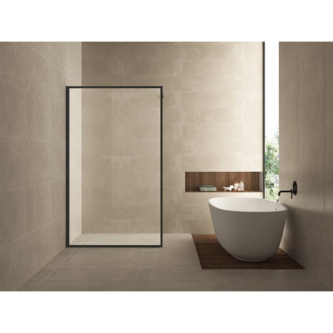 Wiesbaden Square Inloopdouche - 110x200cm - 8mm - nano helder glas - mat zwart SW484794