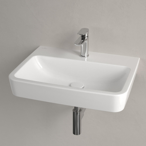 Villeroy & Boch O.novo wastafel - 60x46cm - met 1 kraangat - zonder overloop - geslepen - White Alpine (glans wit) SW448443