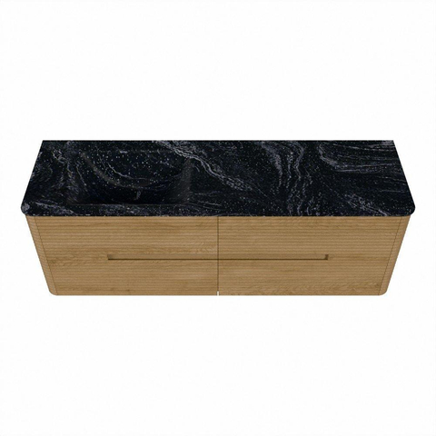 Mondiaz CIRO-DLUX Badkamermeubelset - 150x45x50cm - Solid surface wastafel Lava - 1 wasbak Links - zonder kraangaten - 4 lades - Oak SW1530978