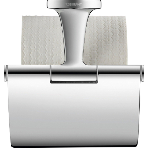 Duravit Starck T Toiletrolhouder - met klep - hoogglans chroom SW297090
