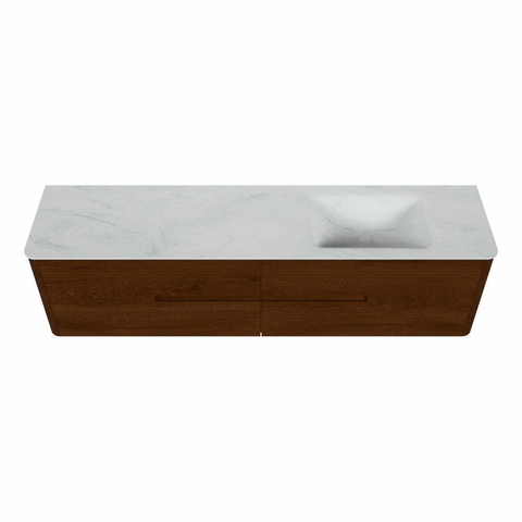 Mondiaz CIRO-DLUX Badkamermeubelset - 190x45x50cm - Solid surface wastafel Opalo - 1 wasbak Rechts - zonder kraangaten - 4 lades - Ruby SW1531836