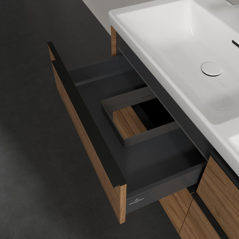 Villeroy & Boch Subway 3.0 Wastafelonderkast - met verlichting - 4 uittrekladen - 1272x576x478mm - Oak Kansas (mat hout) SW797170