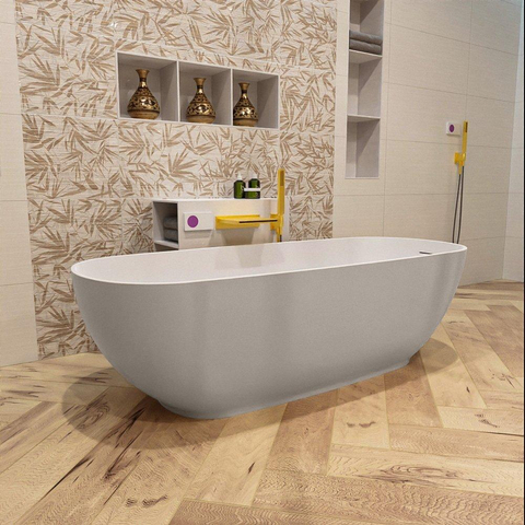 MONDIAZ ROCK vrijstaand bad - 170x70cm - mat linen / talc (beige / wit) SW491581