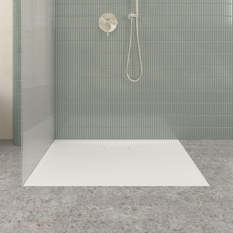 Villeroy & Boch Ecora douchebak - 100x80x3.5cm - afvoer lange zijde - white alpine (wit) SW1558975