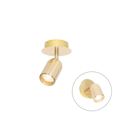 QAZQA Ducha Plafonnier de salle de bains - 10x10cm - 1 spot - IP44 - laiton (or) SW1187226
