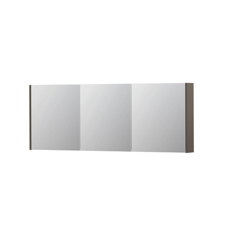 INK SPK1 Spiegelkast - 160x14x60cm - 3 deuren - dubbelzijdige Spiegel - schakelaar en stopcontact - MDF lak taupe mat SW493926