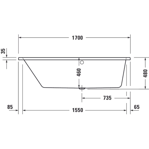 Duravit No.1 Inbouwbad 170x100/65cm acryl - glans wit SW723755