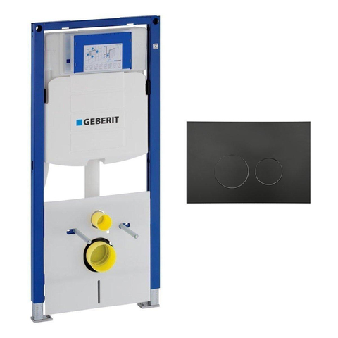 Geberit Duofix Element - UP320 - QeramiQ push bedieningsplaat - wand - 112cm - ronde knoppen - kunststof - mat zwart SW976105