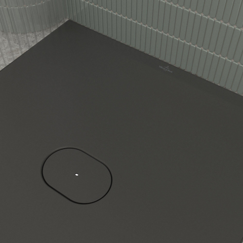 Villeroy & Boch Ecora douchebak - 180x80x4.5cm - afvoer korte zijde - anthracite (antraciet) SW1558873