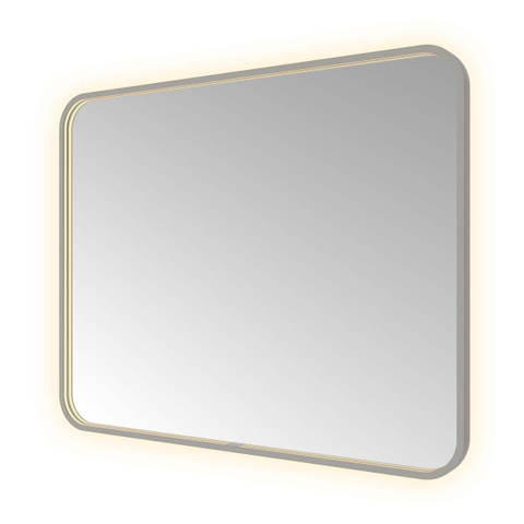 Hotbath &MORE Spiegel - 100x80cm - direct en indirect LED - color changing - spiegelverwarming - met afstandsbediening - PVD - geborsteld gunmetal antraciet SW1246073