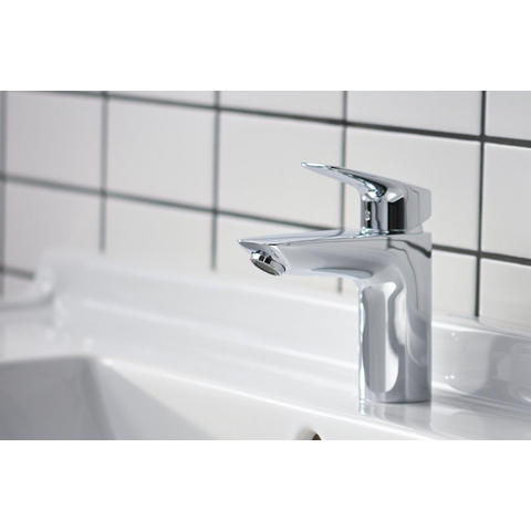 Hansgrohe Logis 1 greeps wastafelkraan - 100 met trekwaste - hoogglans chroom 0605647