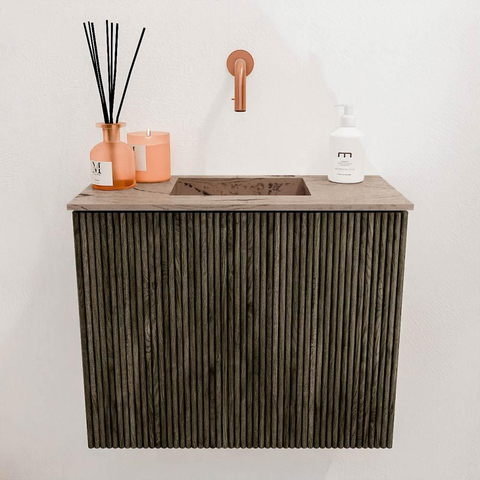 Mondiaz JOYA-DLUX 50cm toiletmeubel - kleur Shadow - Wastafel FAYE positie Midden Zonder kraangat kleur Arena. SW1424783