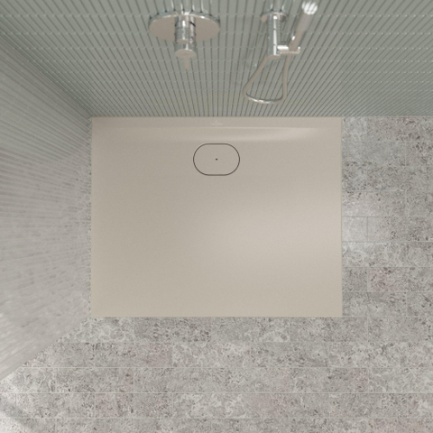 Villeroy & Boch Ecora douchebak - 100x80x3.5cm - afvoer lange zijde - almond (beige) SW1558922
