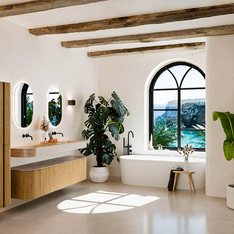 MONDIAZ THOR-DLUX 180cm meuble de salle de bains arrondi gauche + droite couleur Oak avec 2 tiroirs et 2 portes. Vasque suspendue CLOUD Double sans trou de robinet couleur Saba. SW1466339