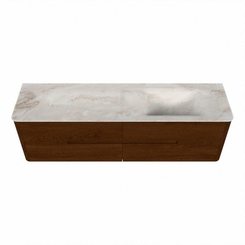 Mondiaz CIRO-DLUX Ensemble de meubles de salle de bains - 170x45x50cm - Plan-vasque Solid surface Frappe - 1 bassin à droite - 1 trou de robinetterie - 4 tiroirs - Ruby SW1531532