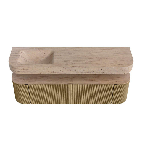 MONDIAZ THOR-DLUX 170cm meuble de salle de bains arrondi gauche + droite couleur Dusk avec 1 tiroir et 2 portes. Vasque suspendue CLOUD gauche 1 trou de robinet couleur Saba. SW1465722