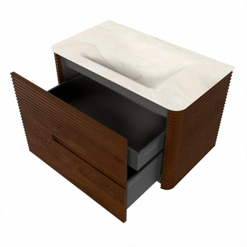Mondiaz CIRO-DLUX Ensemble de meubles de salle de bains - 80x45x50cm - Lavabo solid surface Ostra - 1 vasque au milieu - 1 trou de robinet - 2 tiroirs - Ruby SW1531826