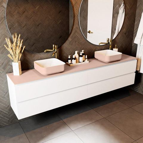 Mondiaz TOP 23 Topblad - 220x23.5x0.9cm - geschikt voor afdekplaat - Solid surface - Rosee SW1019372