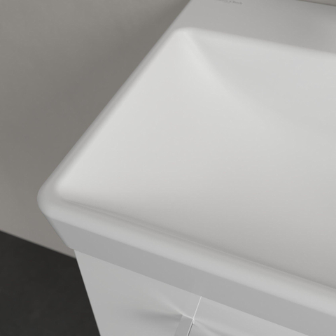 Villeroy & Boch Avento wastafel - compact - 55x37cm - met overloop CeramicPlus - Stone White (mat wit) SW448523
