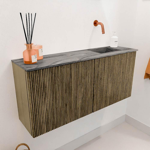 Mondiaz JOYA-DLUX 90cm toiletmeubel - kleur Dusk - Wastafel FAYE positie Rechts Zonder kraangat kleur Sombra. SW1426143