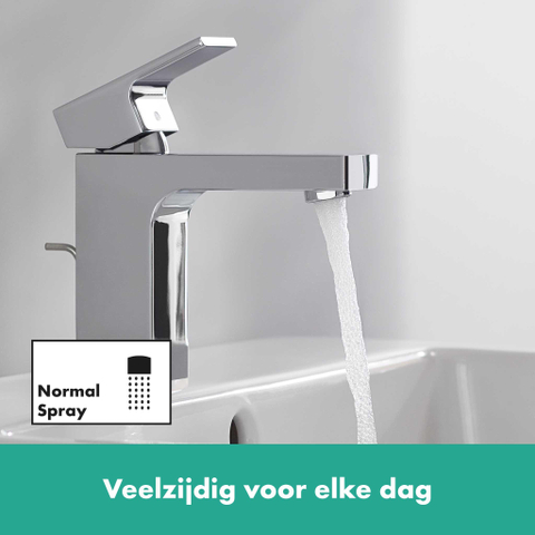 Hansgrohe Vernis Shape 1 greeps wastafelkraan - 100 met trekwaste - hoogglans chroom SW651367
