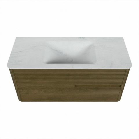 Mondiaz CIRO-DLUX Badkamermeubelset - 110x45x50cm - Solid surface wastafel Opalo - 1 wasbak Midden - 1 kraangat - 2 lades - Dusk SW1532943