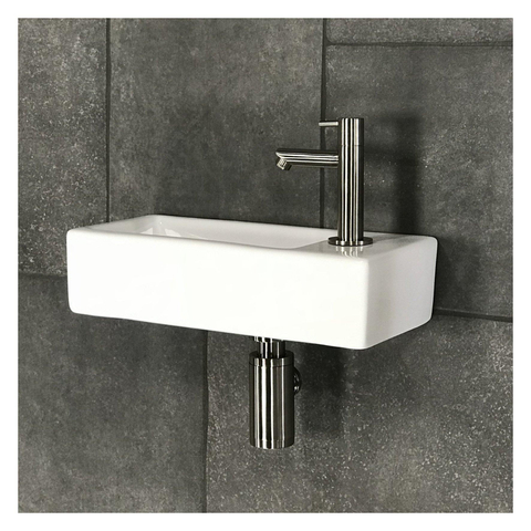 Differnz Hura pack lave-mains – 37,5 x 18,5 x 9 cm – céramique blanche – robinet droit chromé mat SW285507