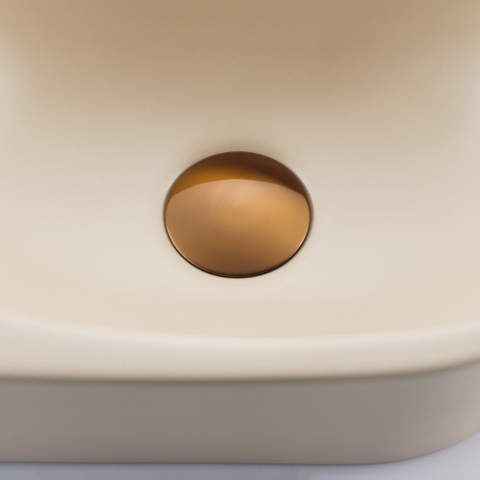 QeramiQ Fuente fonteinset – halfrond – 40x21.5x12 cm – keramiek beige – geborsteld koperen kraan SW1233125