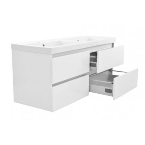 Wiesbaden Vision Onderkast - met 4 laden - 2 uitsparingen - 120x46cm - glans wit SW95810