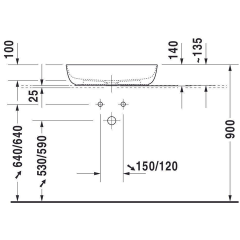 Duravit Luv Opzetwastafel - 60x40cm - zonder kraangat - geslepen - mat/glans wit SW527100