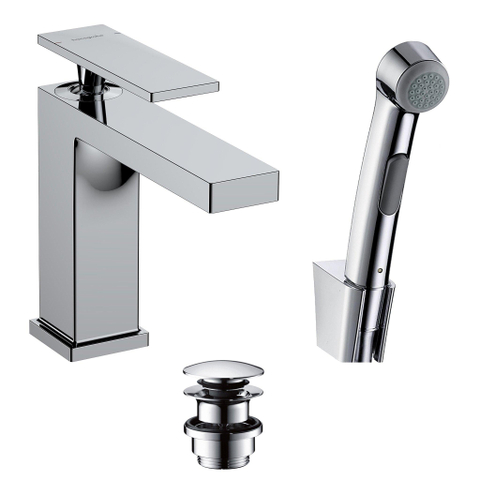 Hansgrohe Tecturis E Wastafelkraan - bidet - handdouche - doucheslang - 160cm - 14.4cm uitloop - hoogglans chroom SW918729