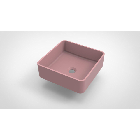 Arcqua Case waskom - 37x37cm - Vierkant - Cast marble Roze Mat SHOWROOMMODEL SHOW24491