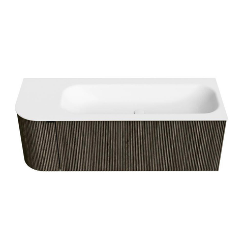 Mondiaz KURVE Badkamermeubelset - 125x46x40cm - 1 lade - 1 deur - wastafel solid surface - rechts - zonder kraangat - Shadow SW1414237