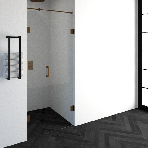 BRAUER Créer porte de douche 90x200cm 2 pièces sans cadre avec anti-calcaire et verre de sécurité 8mm cuivre SW486599