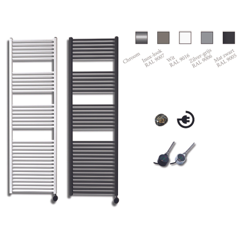 Sanicare Elektrische Design Radiator - 172 x 45 cm - 920 Watt - thermostaat zwart rechtsonder - zwart mat SW420058