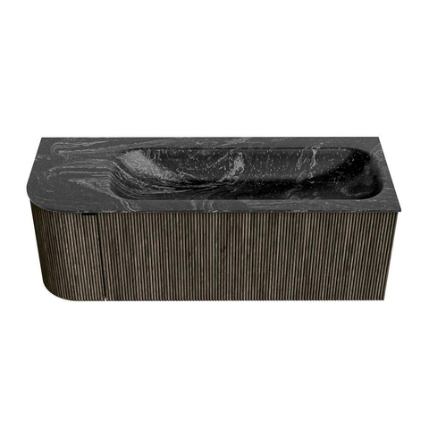 Mondiaz KURVE-DLUX Ensemble de meuble de salle de bains - 125x46x40cm - 1 tiroir - 1 porte - lavabo solid surface - droit - sans trou de robinet - Shadow SW1414655