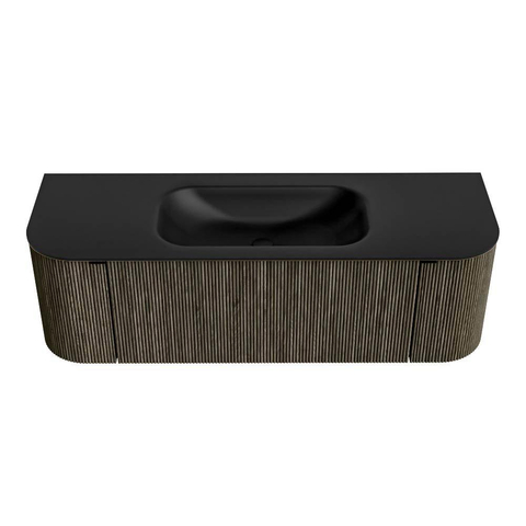 Mondiaz KURVE Ensemble de meuble de salle de bains - 140x46x40cm - 1 tiroir - 2 portes - vasque solid surface - central - 1 trou de robinet - Shadow SW1414240