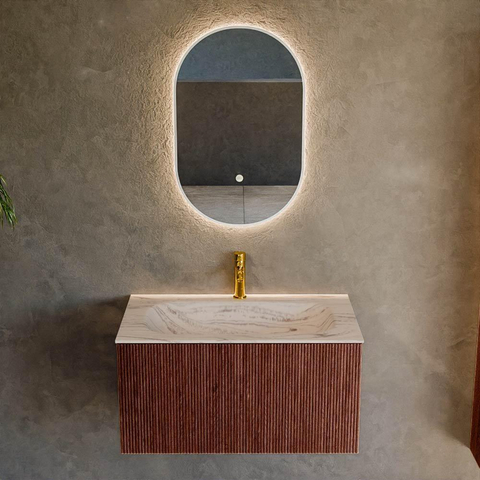 MONDIAZ KURVE-DLUX 80cm badmeubel kleur Ruby met 1 lade en 0 deuren. Wastafel BIG SMALL Midden 1 kraangat Nata. SW1432517