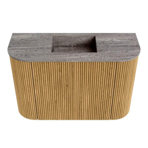 Mondiaz JOYA-DLUX 63.2cm toiletmeubel - ronding links en rechts kleur Oak - Wastafel FAYE positie Midden Zonder kraangat kleur Oza. SW1424125
