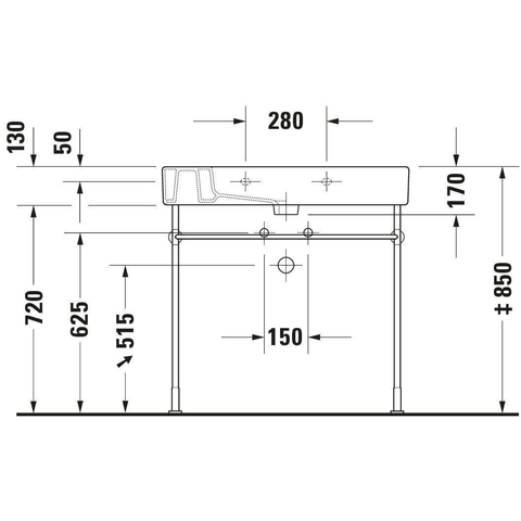 Duravit Vero Meubelwastafel - met kraangat - met overloop - 85x49cm - wit 0291349