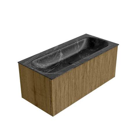 Mondiaz KURVE-DLUX Ensemble meuble de salle de bains - 100x46x40cm - 1 tiroir - lavabo solid surface - central - 1 trou de robinet - Dusk SW1415270